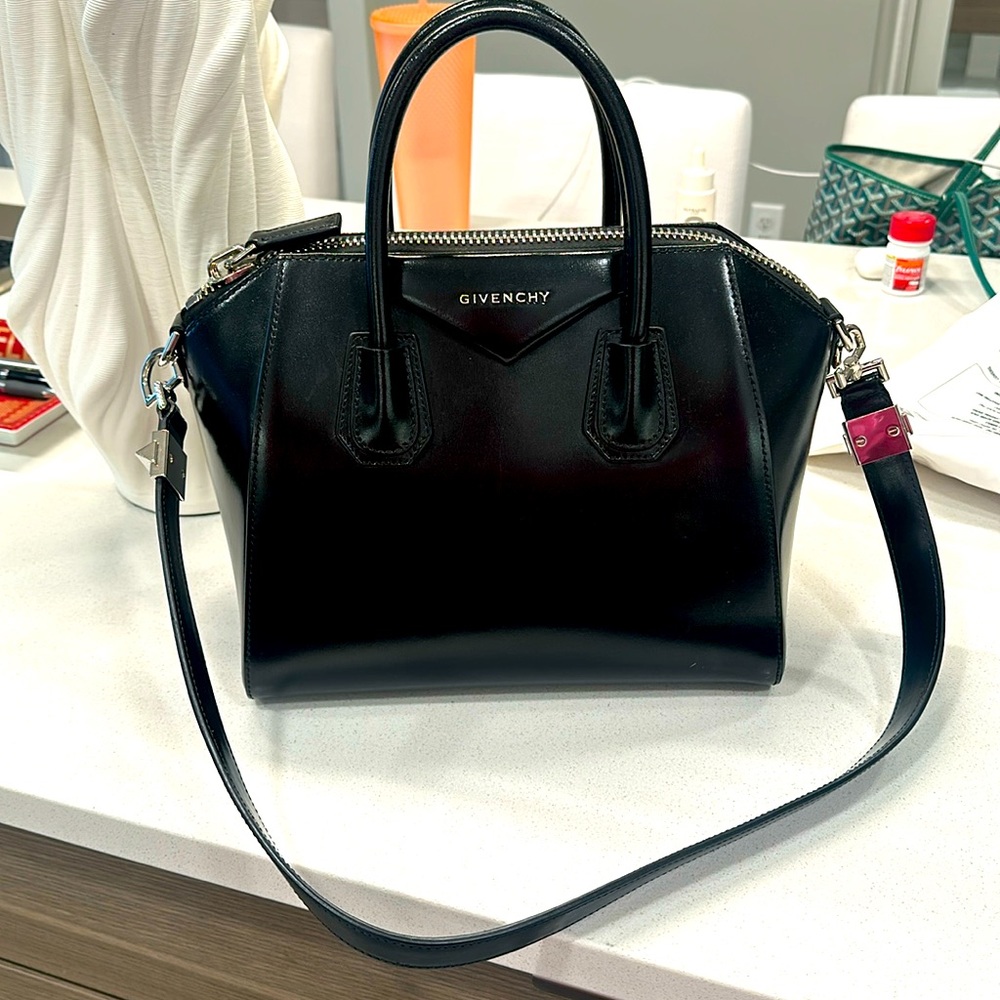 Givenchy bag black and silver tote and shoulder.